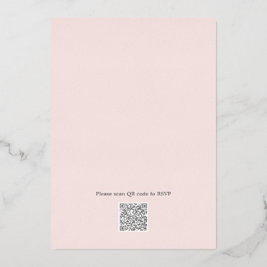 Eucalyptus Green Pink Silver Code QR Invitations (Verso)