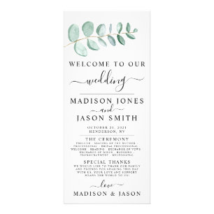 Eucalyptus Green Programme de mariage minimaliste