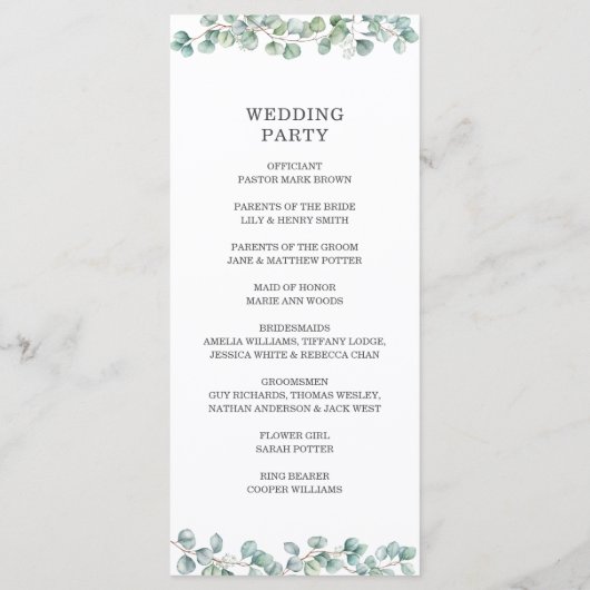 Eucalyptus Green Programme Feuille de mariage d'or (Dos)