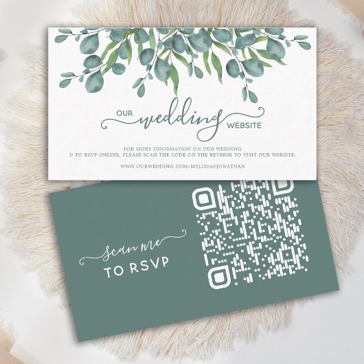 Eucalyptus Green QR Code Site Mariage Carte RSVP