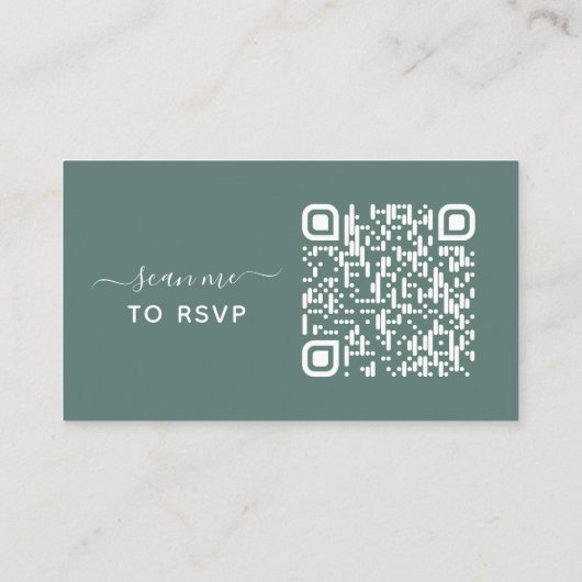 Eucalyptus Green QR Code Site Mariage Carte RSVP (Dos)