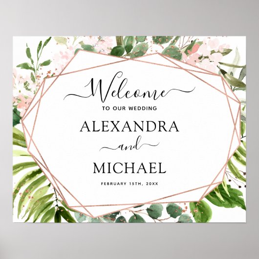 Eucalyptus Green Rose Gold Mariage Affiche de bien (Devant)