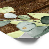 Eucalyptus Green Rustic Wood Weddenschap Welkomstb Poster (Hoek)