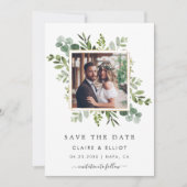 Eucalyptus Green Square Wreatfoto Save The Date (Voorkant)