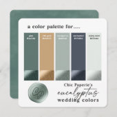 Eucalyptus Green Summer Weddenschap Colour Palette Kaart (Voorkant / Achterkant)