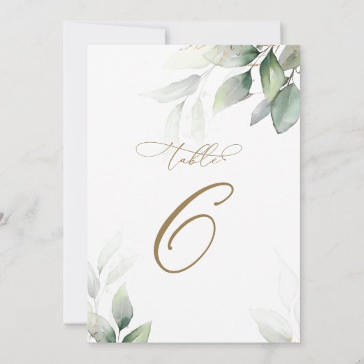 Eucalyptus Green Tableau 6 Mariage Numéro de table (Dos)