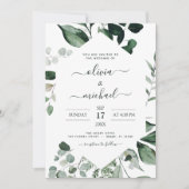 Eucalyptus Green Wedenery Invitations (Devant)
