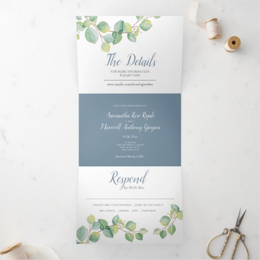 Eucalyptus Green Wedenery Invitations (Intérieur)