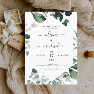 Eucalyptus Green Wedenery Invitations