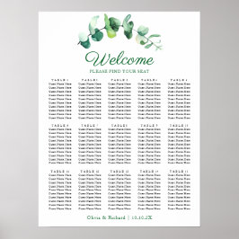 Eucalyptus Greenery 15 Table Wedding Seating Chart Poster
