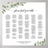 Eucalyptus Greenery Alfabetical Seating Chart Poster (Voorkant)