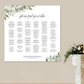 Eucalyptus Greenery Alfabetical Seating Chart Poster