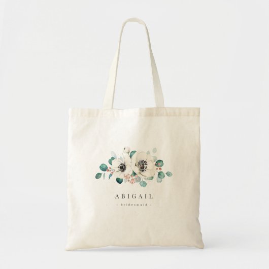 Eucalyptus Greenery anemone floral bridesmaid Tote Bag (Voorkant)