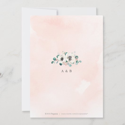 Eucalyptus greenery anemone floral rustitbruiloft kaart (Achterkant)