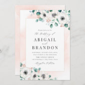 Eucalyptus greenery anemone floral rustitbruiloft kaart (Voorkant / Achterkant)