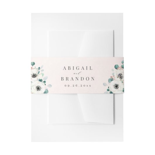 Eucalyptus Greenery anemone florale rustige bruilo Uitnodigingen Wikkel (Voorkant Voorbeeld)