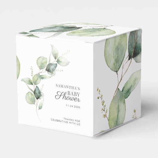 Eucalyptus Greenery Baby shower Botanisch Bedankdoosjes (Voorkant Zijde)