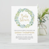 Eucalyptus Greenery Baby shower Invitation Aankondiging (Staand voorkant)