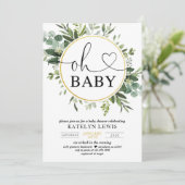 Eucalyptus Greenery Baby shower Invitation Kaart (Staand voorkant)