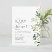 Eucalyptus Greenery Baby shower Invitation Kaart (Staand voorkant)