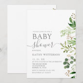 Eucalyptus Greenery Baby shower Invitation Kaart (Voorkant / Achterkant)