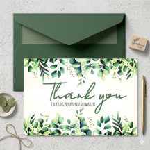 Eucalyptus Greenery Baby Shower Thank You Card