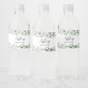 Eucalyptus Greenery Baby shower Waterfles Etiket