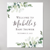 Eucalyptus Greenery Baby shower Welkom Poster (Voorkant)