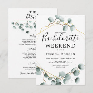 Eucalyptus Greenery Bachelorette Party nodigt kaar Kaart