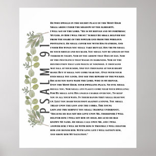 Eucalyptus Greenery Bijbel Art Psalm 91 Poster