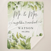 Eucalyptus Greenery Blush Modern Trendy Script Sherpa Deken (Voorkant)