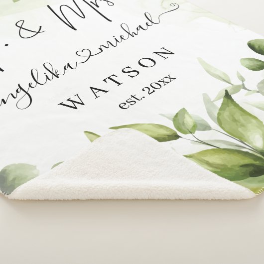 Eucalyptus Greenery Blush Modern Trendy Script Sherpa Deken (3/4)