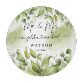 Eucalyptus Greenery Blush Modern Trendy Script Snijplank (Voorkant)