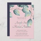 Eucalyptus Greenery Blush Pink Navy Blue Wedding (Voorkant / Achterkant)