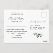 Eucalyptus Greenery Blush Rozen Weddenschap RSVP Briefkaart (Achterkant)