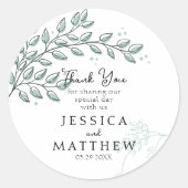 Eucalyptus Greenery Boho Elegant Huwelijk Ronde Sticker (Voorkant)