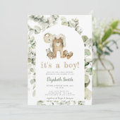 Eucalyptus Greenery Boho Het is een Boy Baby showe Kaart (Staand voorkant)