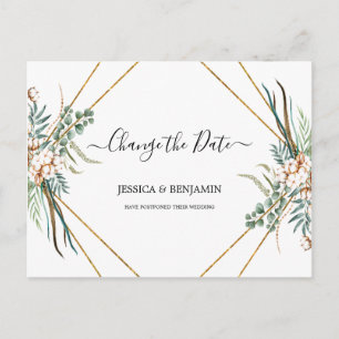 Eucalyptus Greenery Boho Script Wijzig de datum Briefkaart