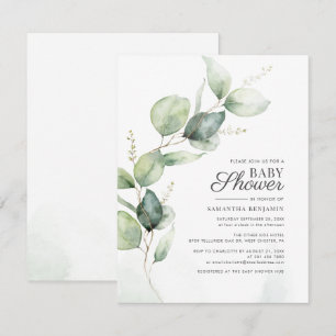 Eucalyptus Greenery Botanical Boy Baby shower Kaart