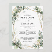 Eucalyptus Greenery Botanical Geometric Wedding Kaart (Voorkant / Achterkant)