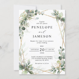 Eucalyptus Greenery Botanical Geometric Wedding Kaart