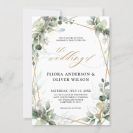 Eucalyptus Greenery Botanical Geometric Wedding Kaart