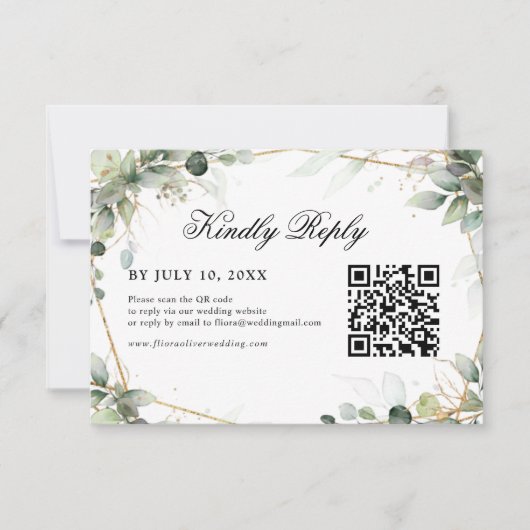 Eucalyptus Greenery Botanical Geometric Wedding RS RSVP Kaartje (Voorkant)