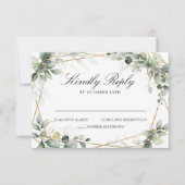 Eucalyptus Greenery Botanical Geometric Wedding RS RSVP Kaartje (Voorkant)