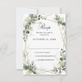 Eucalyptus Greenery Botanical Geometric Wedding RSVP Kaartje