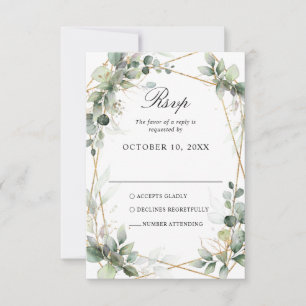 Eucalyptus Greenery Botanical Geometric Wedding RSVP Kaartje