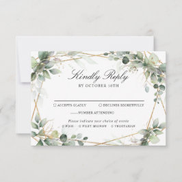 Eucalyptus Greenery Botanical Geometric Wedding RSVP Kaartje