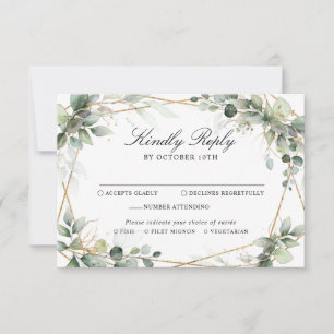 Eucalyptus Greenery Botanical Geometric Wedding RSVP Kaartje