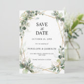 Eucalyptus Greenery Botanical Geometric Wedding Save The Date (Staand voorkant)