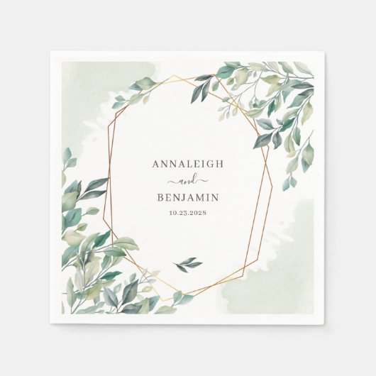 Eucalyptus Greenery Botanical Geometric Wedding Servet (Voorkant)